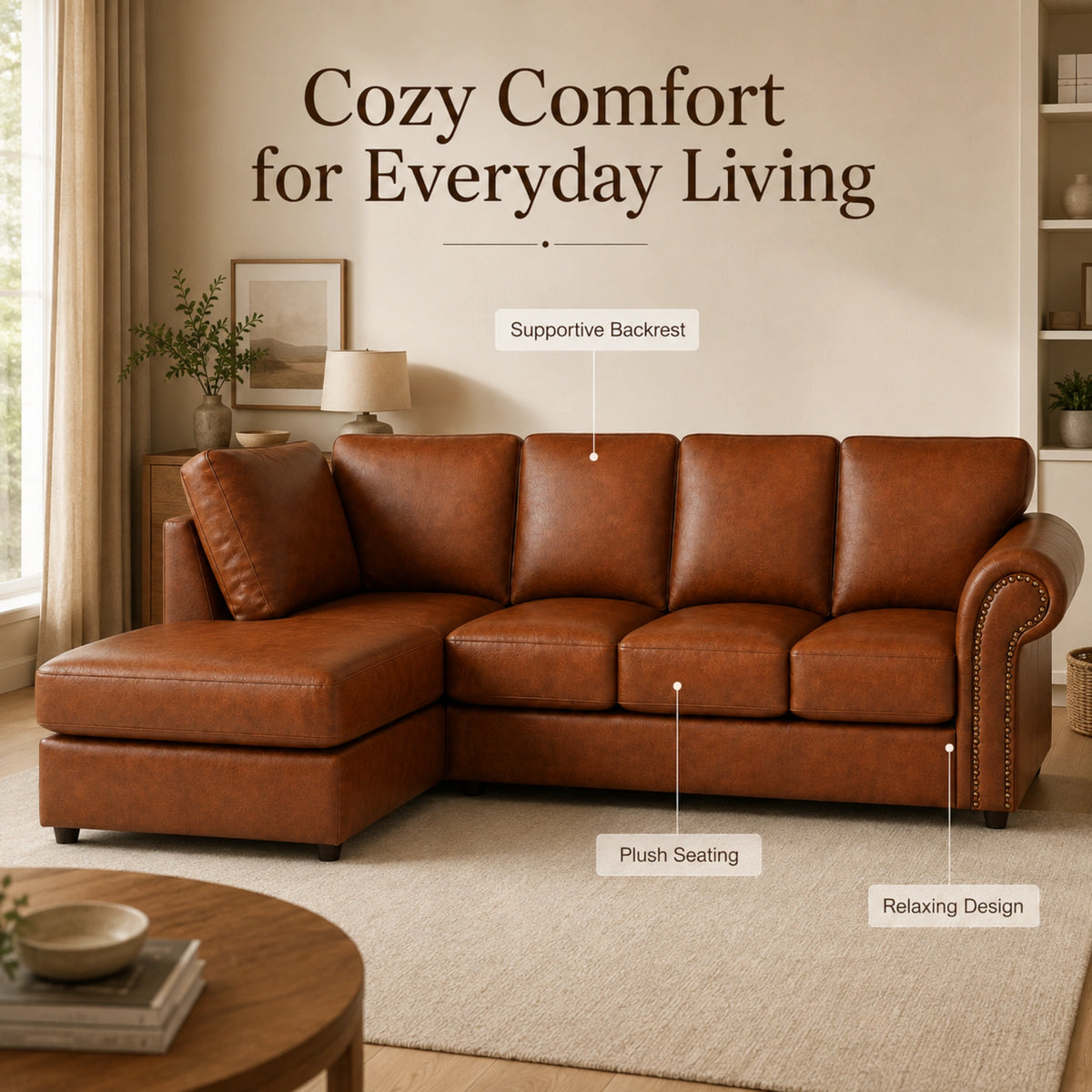Brown 5 Seater Left hand facing