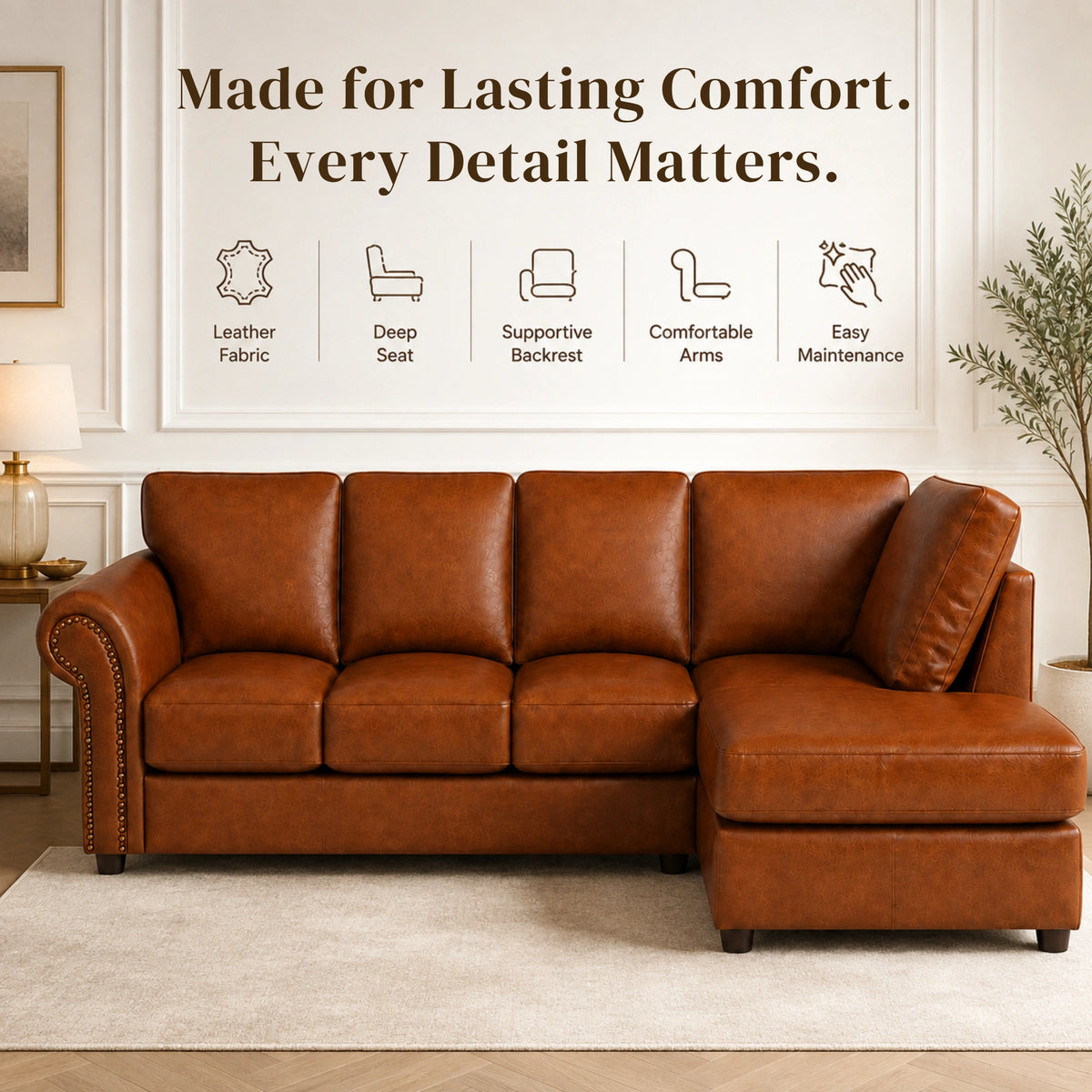 Brown 5 Seater Right hand facing