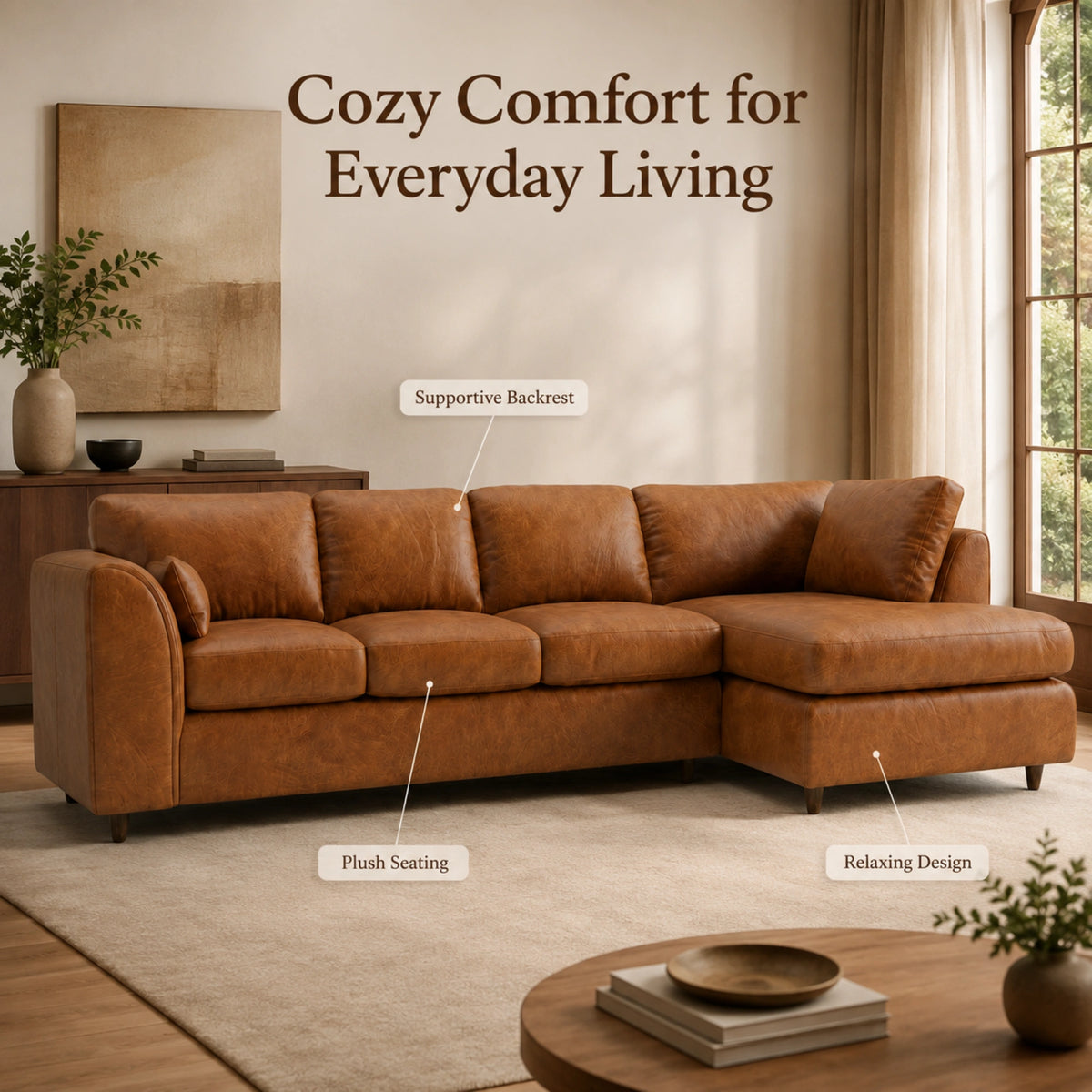 Brown | 5 Seater | Right Hand Facing