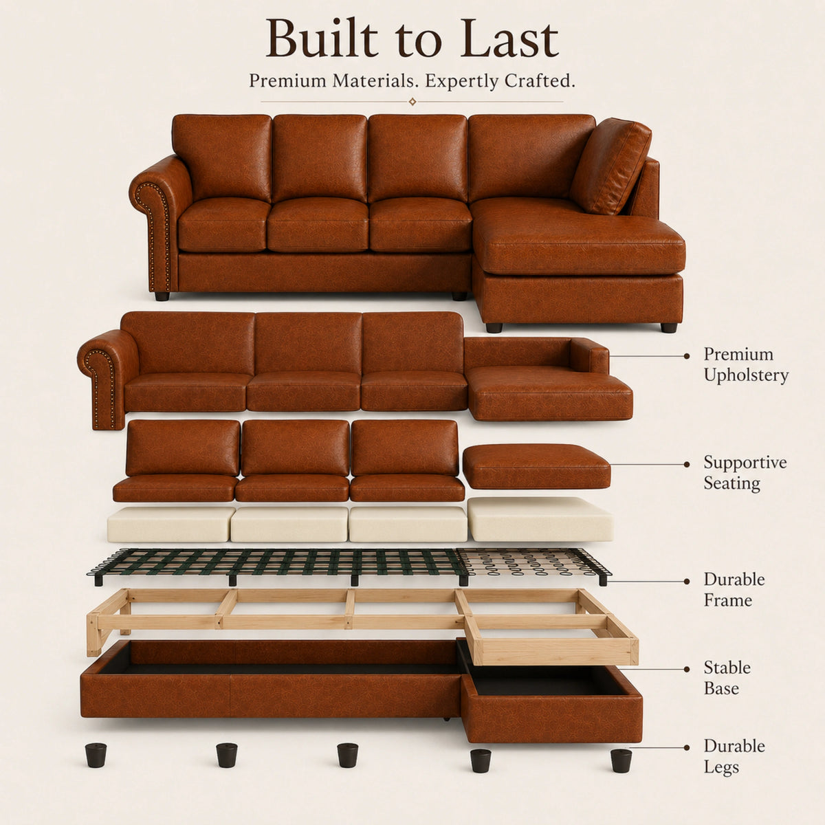 Brown 5 Seater Right hand facing