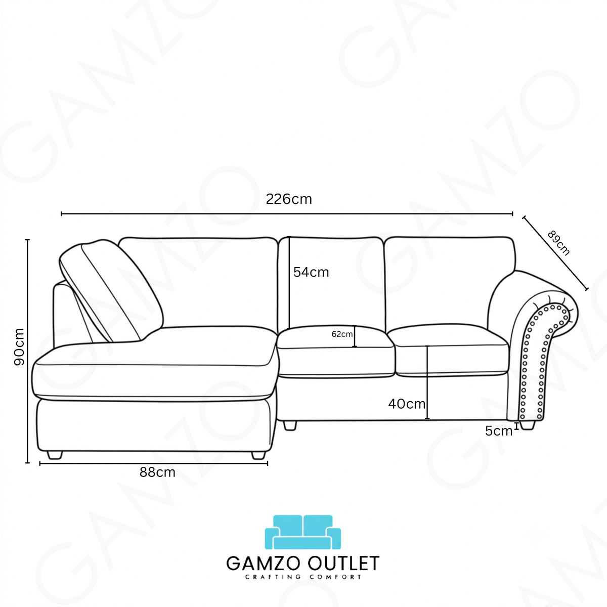 Brown 4 Seater Left Hand facing