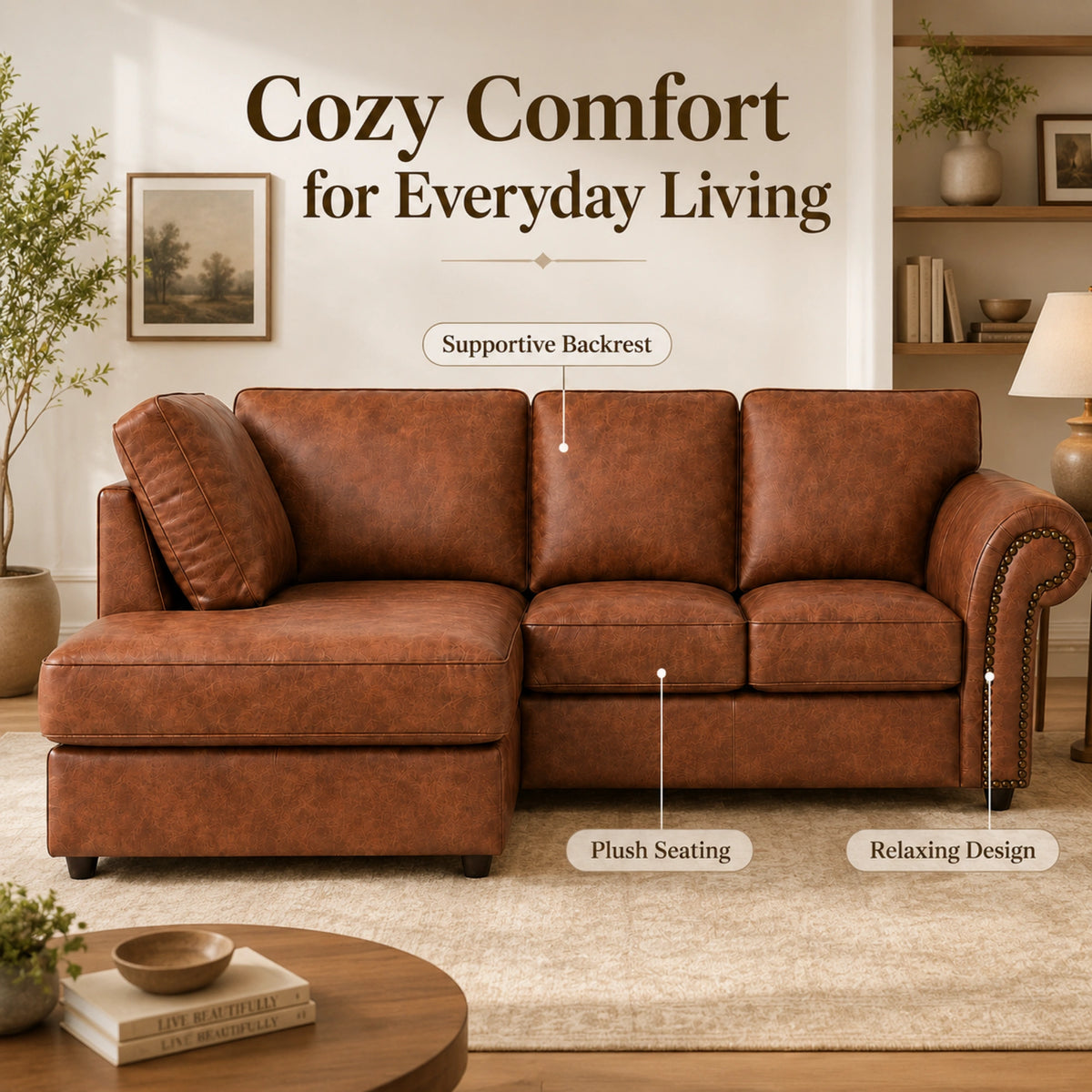 Brown 4 Seater Left Hand facing