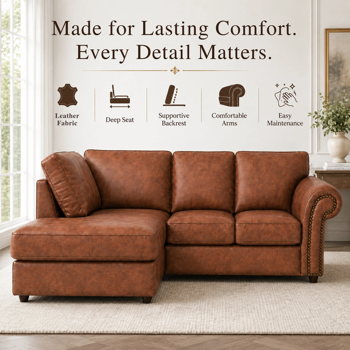 Brown 4 Seater Left Hand facing