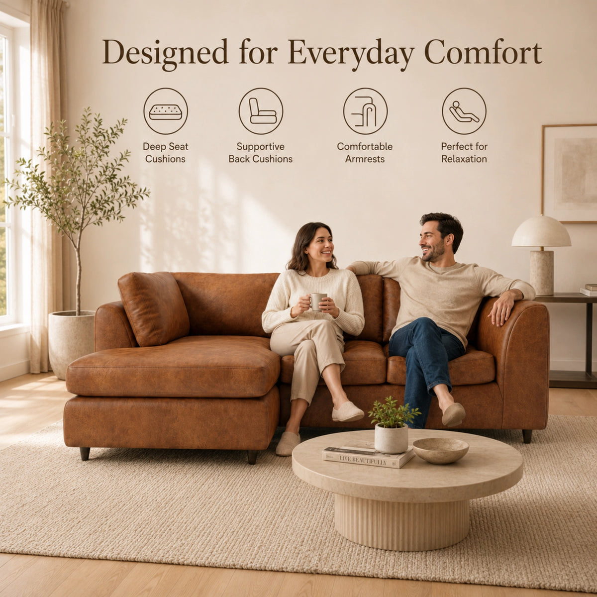 Brown | 4 Seater | Left Hand Facing
