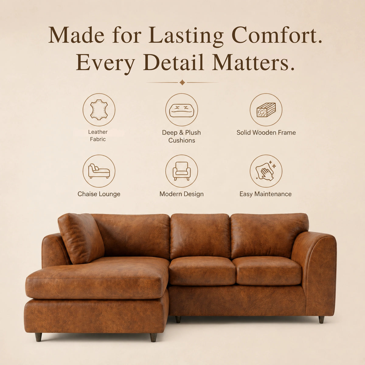 Brown | 4 Seater | Left Hand Facing