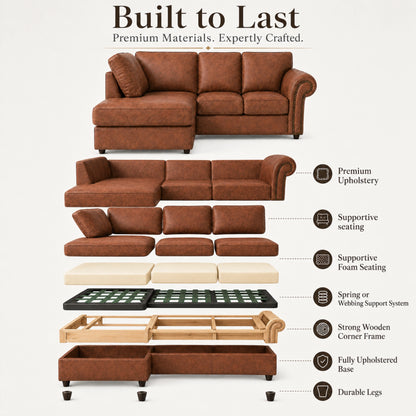 Brown 4 Seater Left Hand facing