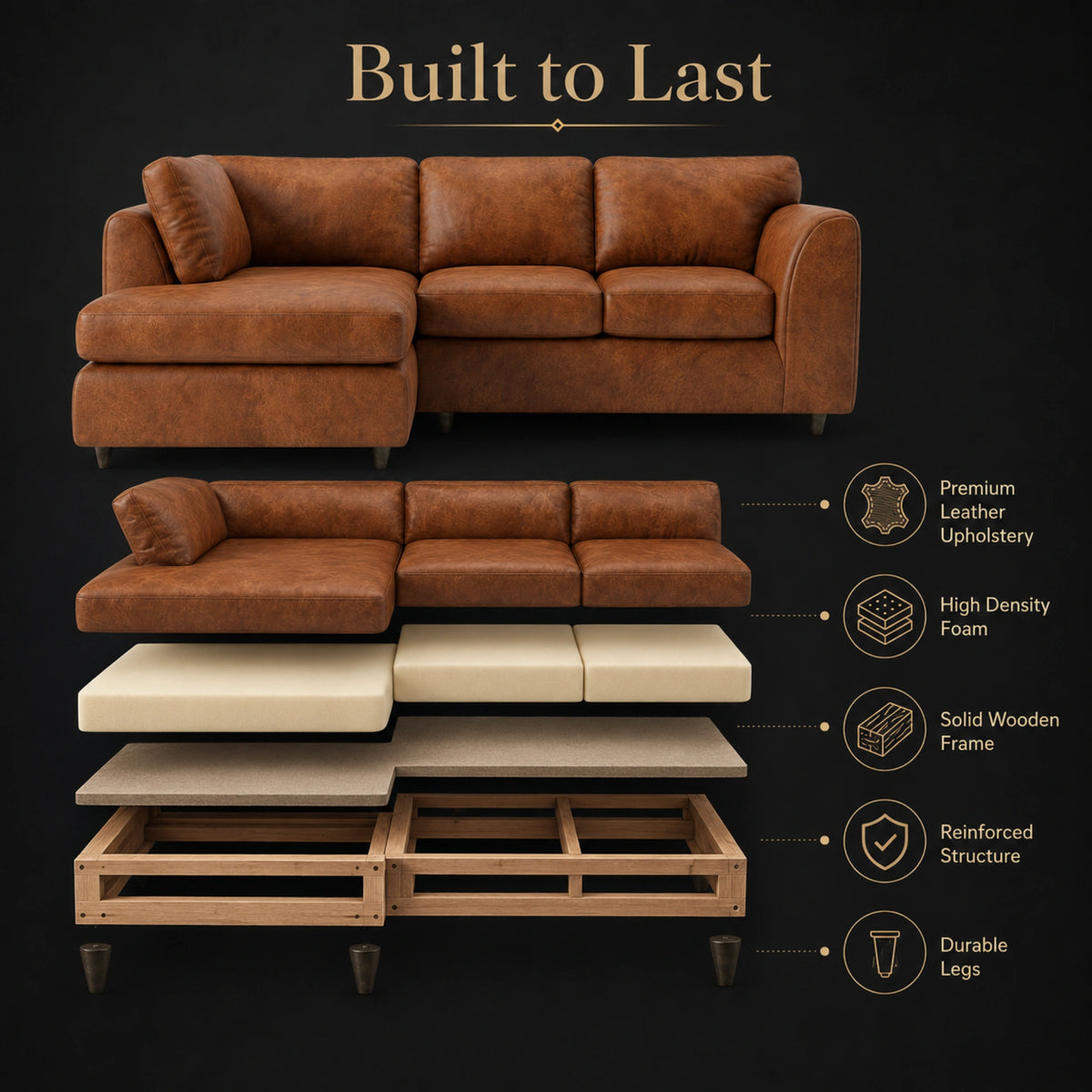 Brown | 4 Seater | Left Hand Facing