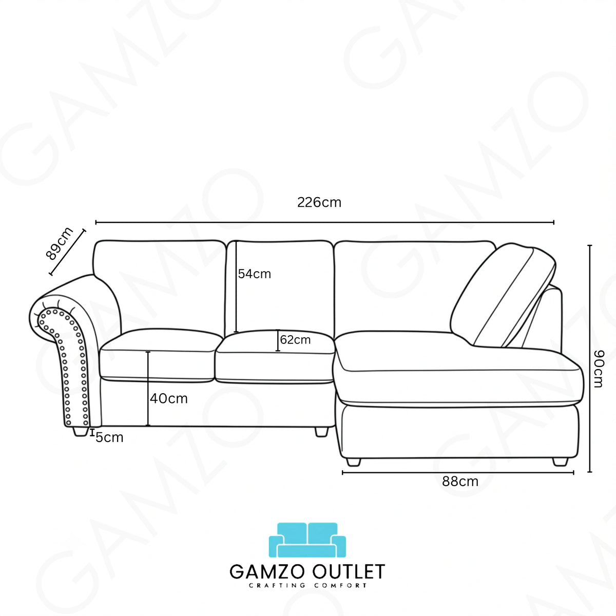 Brown 4 Seater Right Hand facing