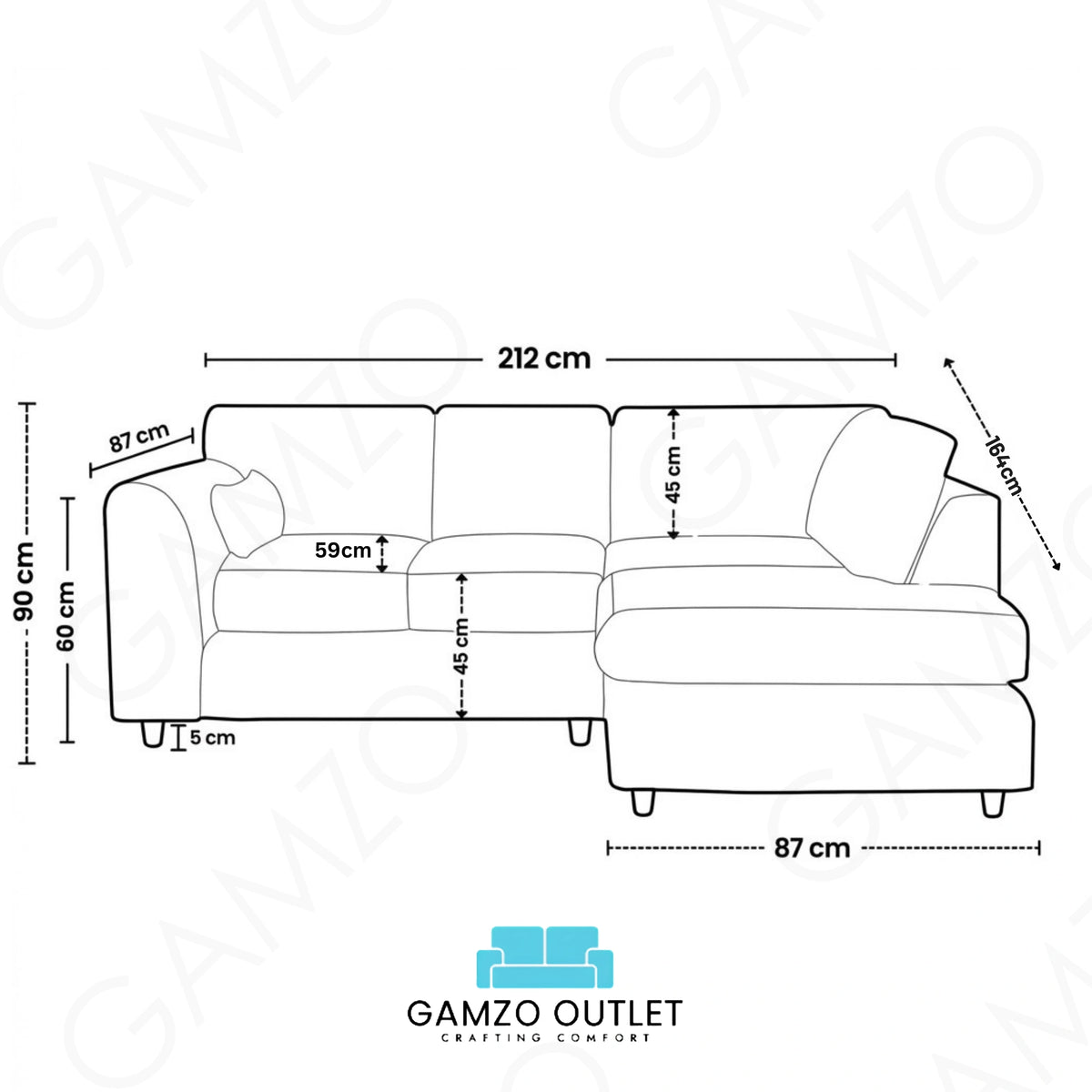 Brown | 4 Seater | Right Hand Facing