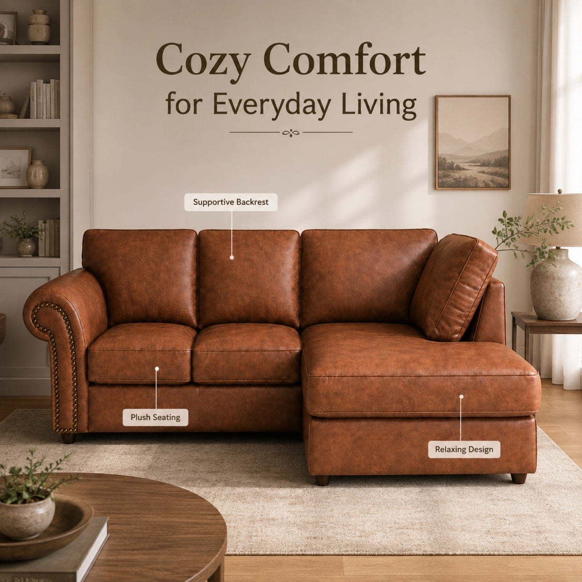 Brown 4 Seater Right Hand facing