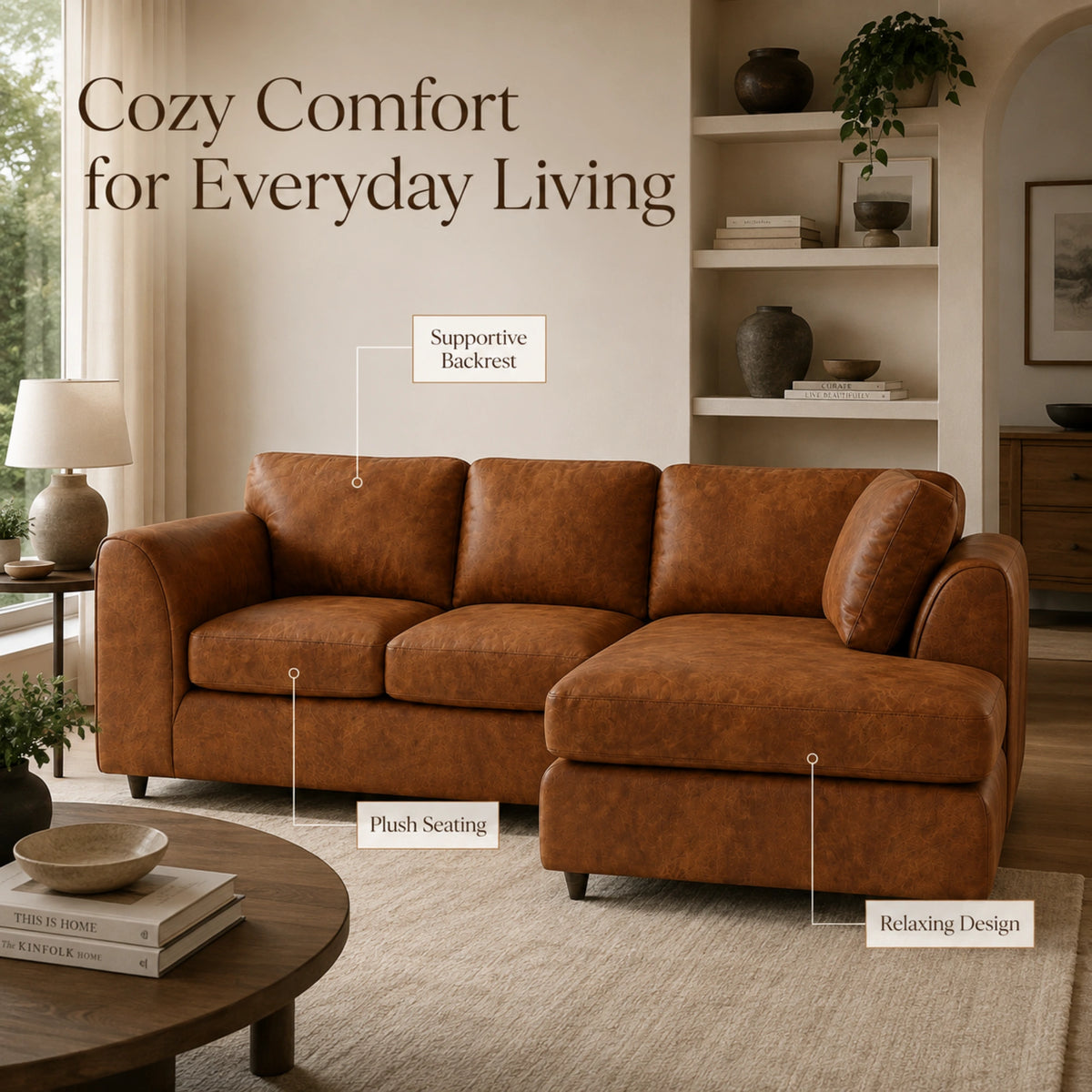 Brown | 4 Seater | Right Hand Facing