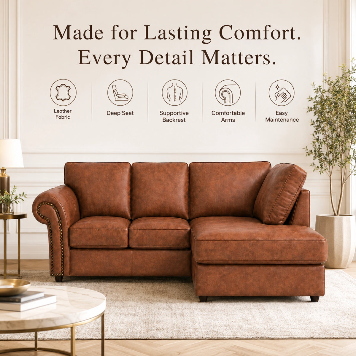 Brown 4 Seater Right Hand facing