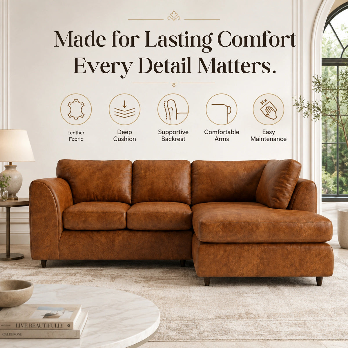 Brown | 4 Seater | Right Hand Facing