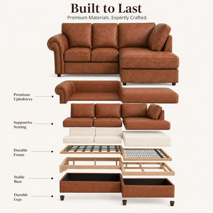 Brown 4 Seater Right Hand facing