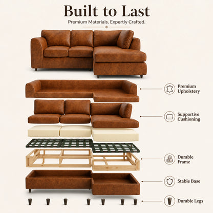 Brown | 4 Seater | Right Hand Facing