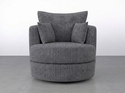 Charcoal grey Jumbo Cord fabric swivel chair from Gamzo Outlet, designed as a comfortable corner sofa piece with a modern look.