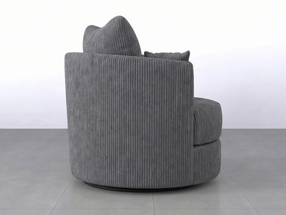 Charcoal grey Gamzo Outlet Jumbo Cord Fabric Swivel Chair, a comfortable corner sofa with plush upholstery and modern design.