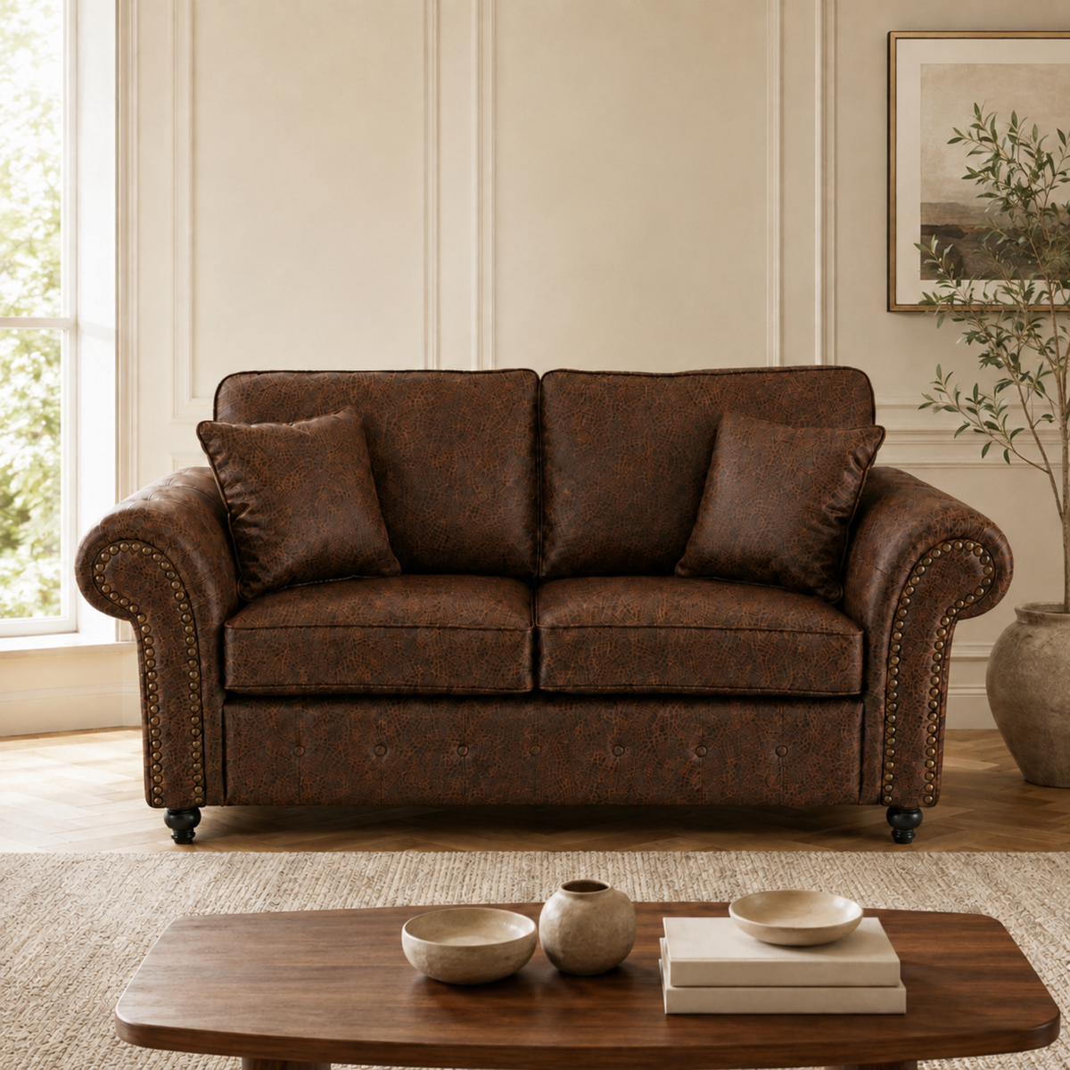 Oakland Full Back 2 Seater Leather Sofa