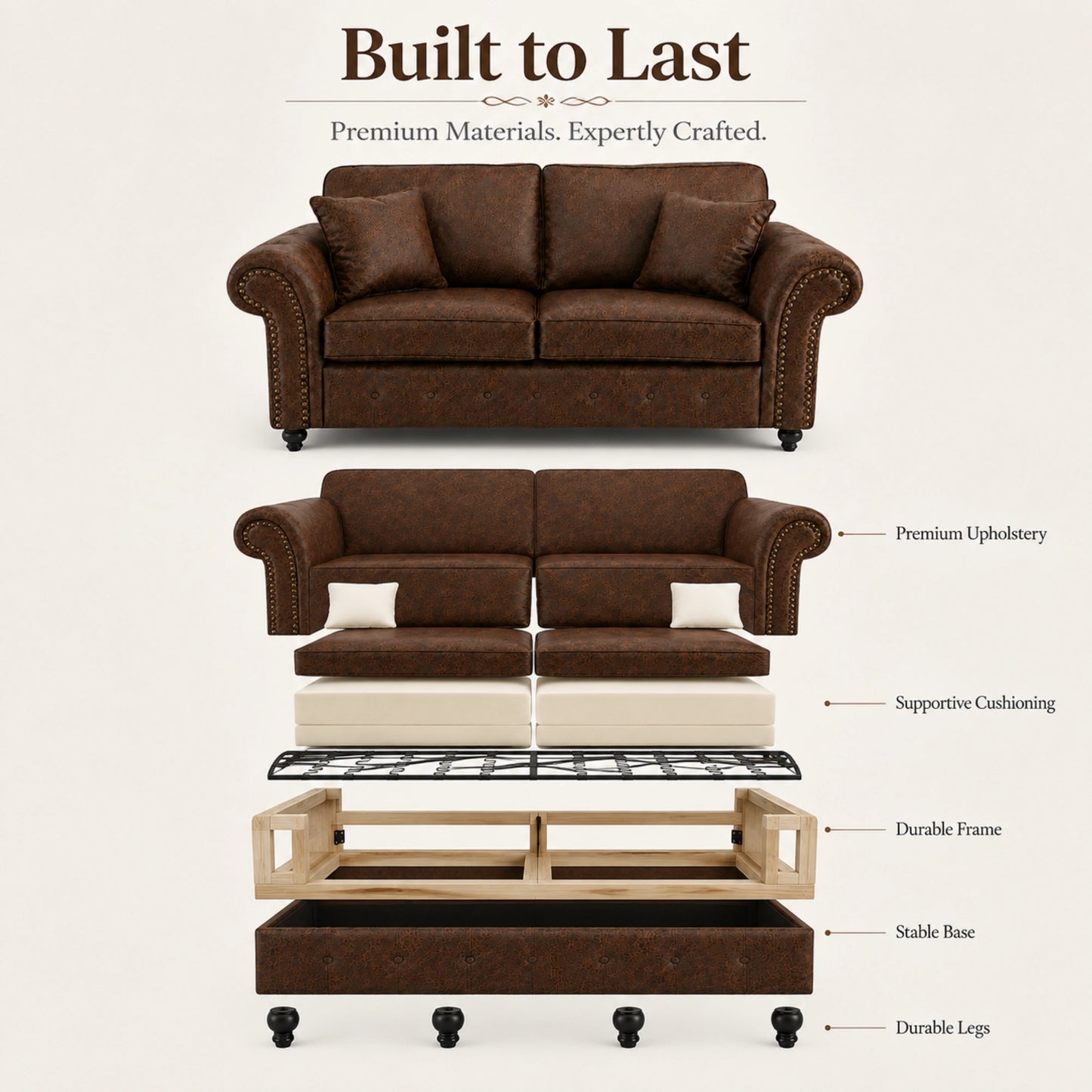 Chocolate Brown 2 Seater