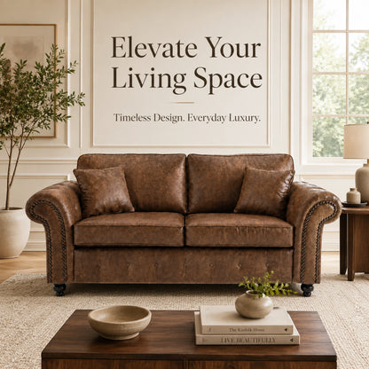 Oakland 3 Seater Full Back Leather Sofa