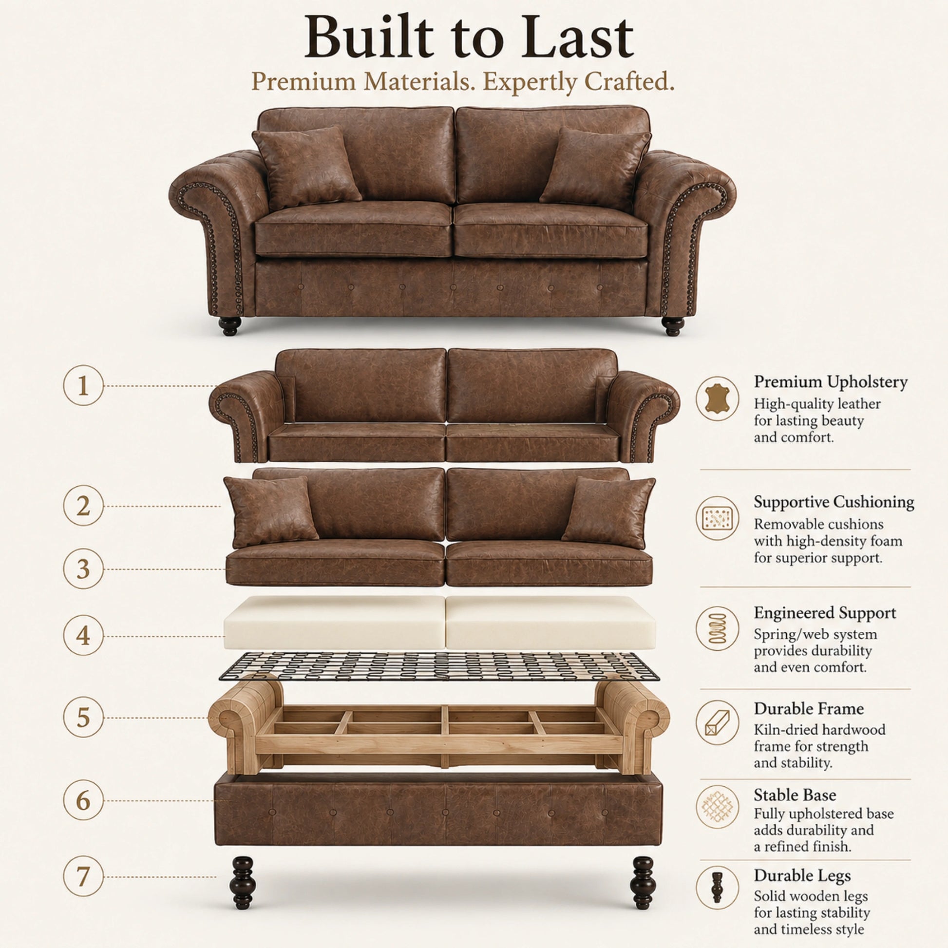 Chocolate Brown 3 seater