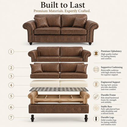 Chocolate Brown 3 seater