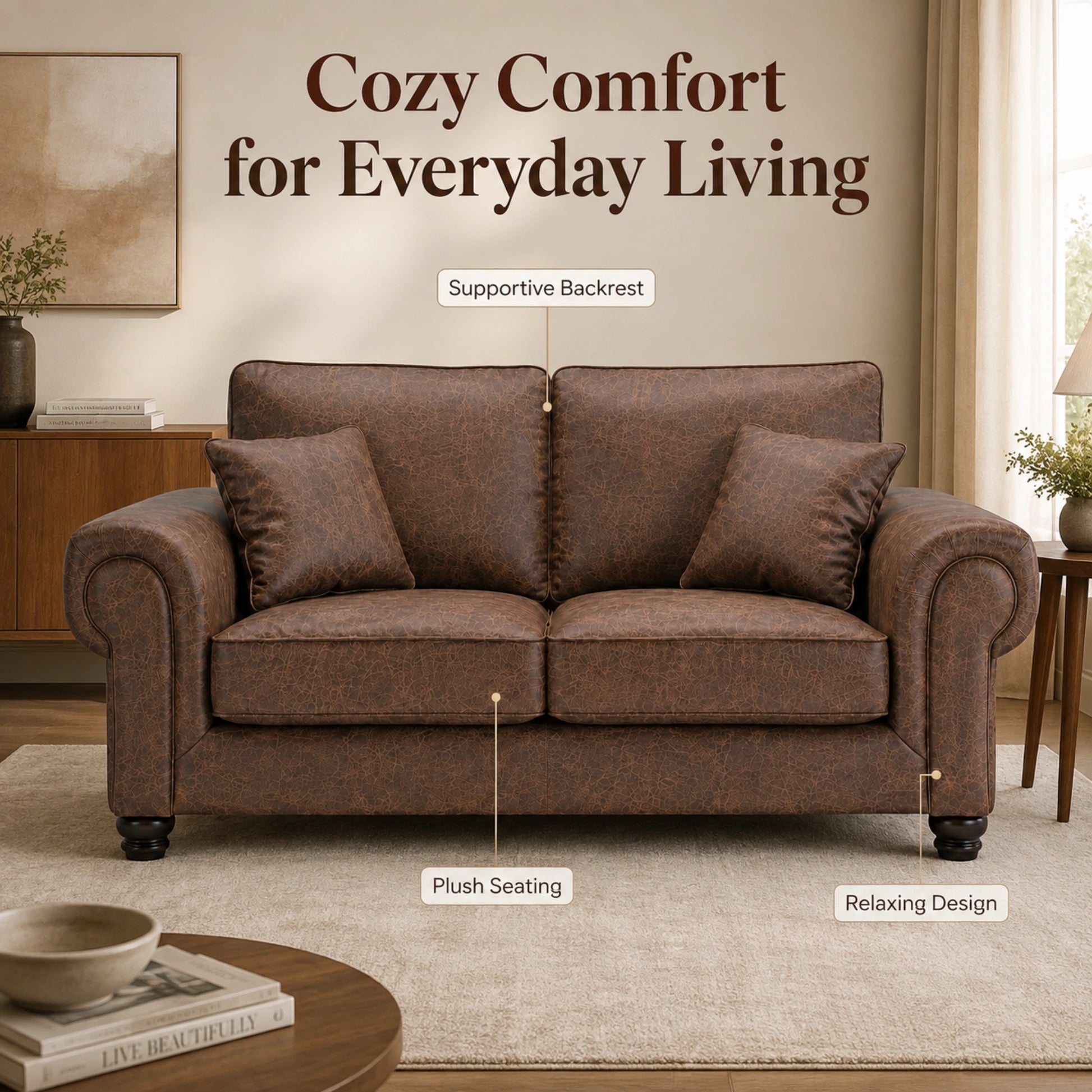 Chocolate Brown 3+2 Seater