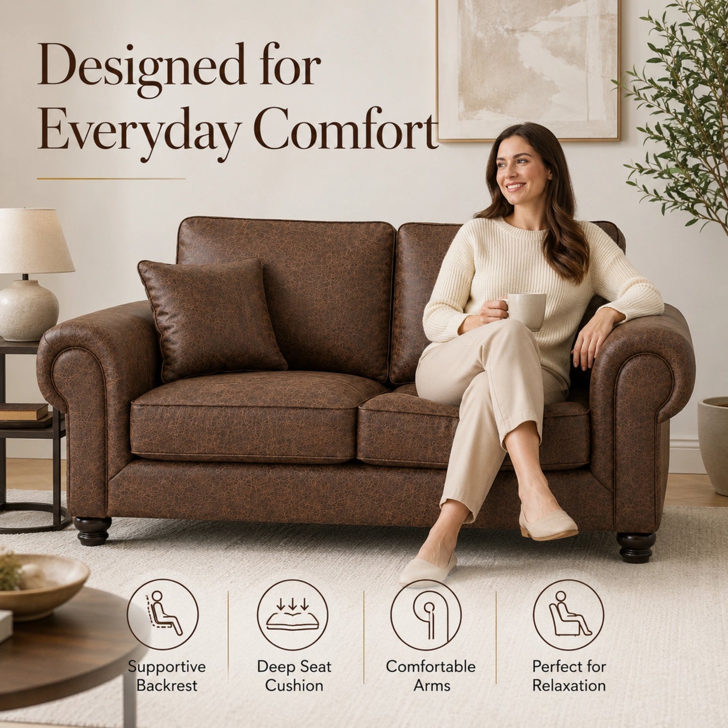 Chocolate Brown 3+2 Seater