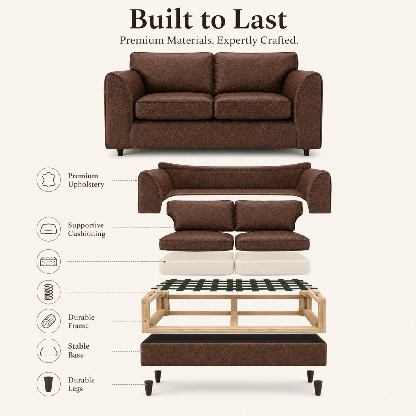 Chocolate Brown 3+2 Seater