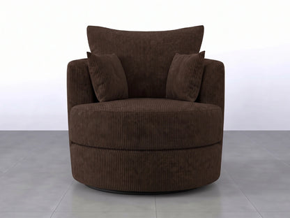 Chocolate brown jumbo cord fabric swivel corner sofa chair by Gamzo Outlet, showcasing plush upholstery and modern design.