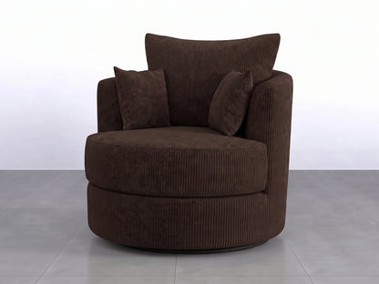 Chocolate brown jumbo cord fabric swivel corner chair from Gamzo Outlet, stylish and comfortable with plush upholstery.