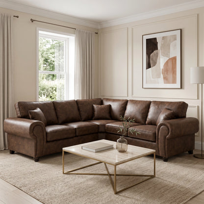Wilcot Full Back Leather Corner Sofa