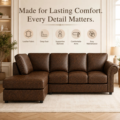 Chocolate Brown 5 Seater Left hand facing