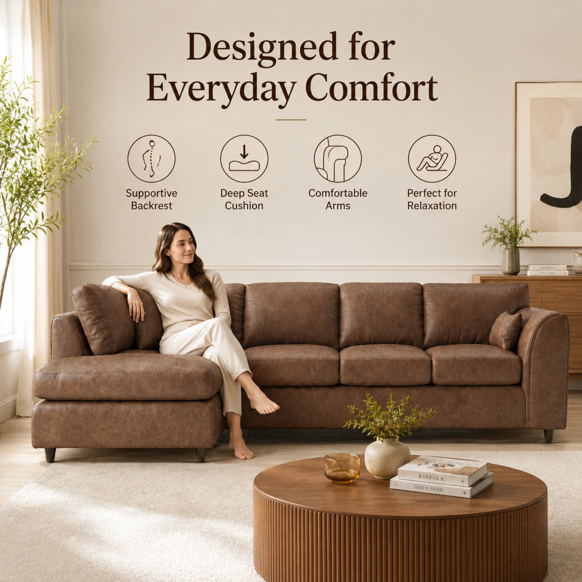 Chocolate Brown | 5 Seater | Left Hand Facing