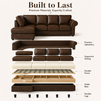Chocolate Brown 5 Seater Left hand facing