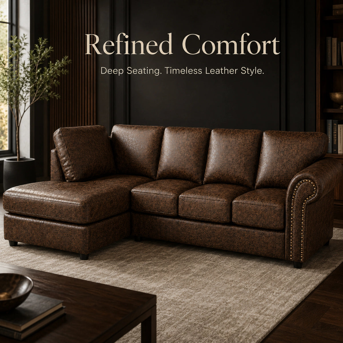 Chocolate Brown 5 Seater Left hand facing