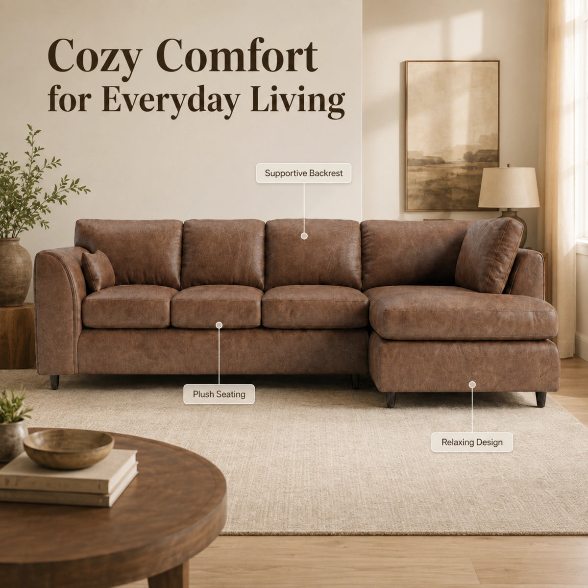 Chocolate Brown | 5 Seater | Right Hand Facing