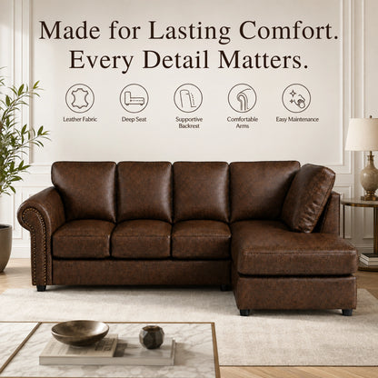 Chocolate Brown 5 Seater Right  hand facing