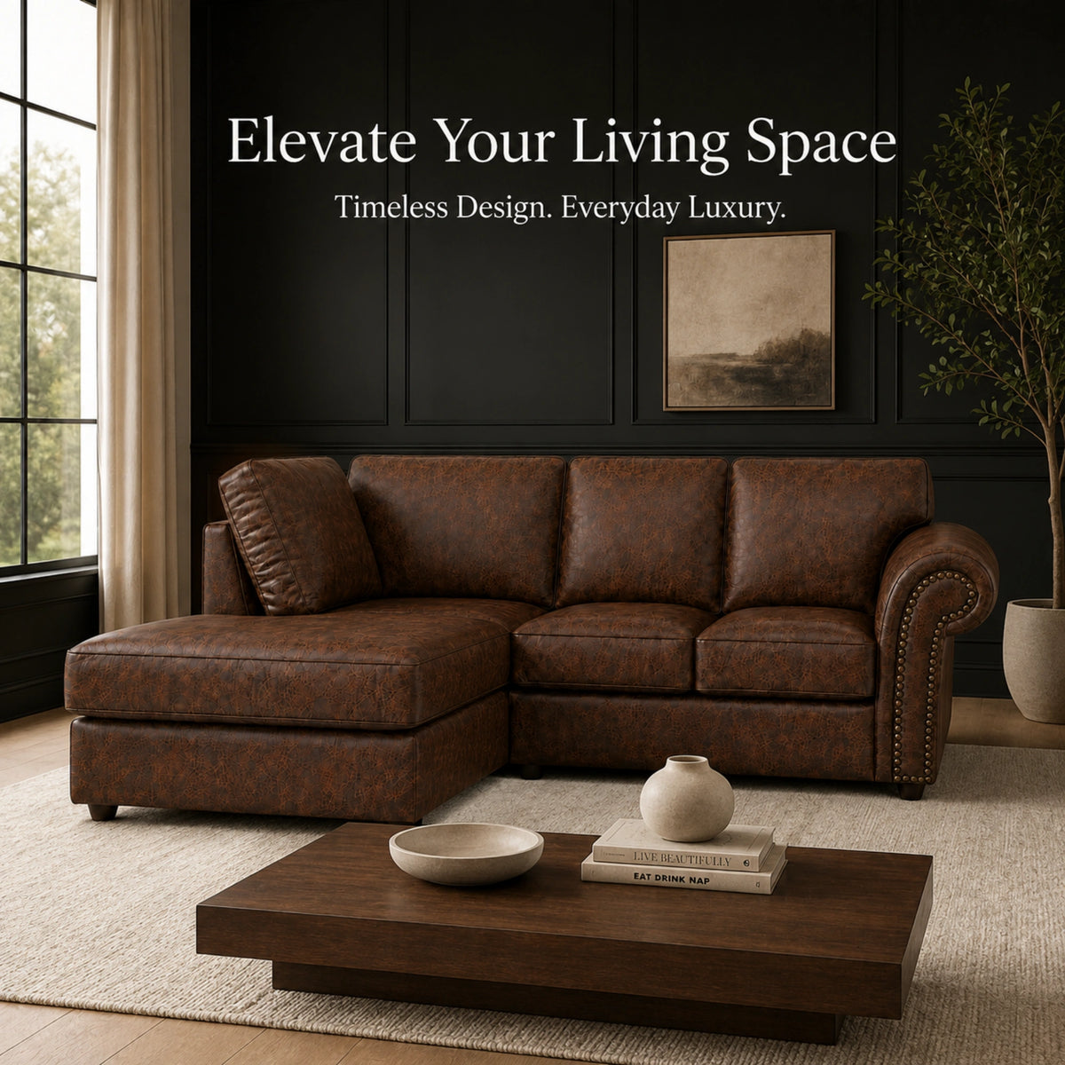Chocolate Brown 4 Seater Left Hand facing