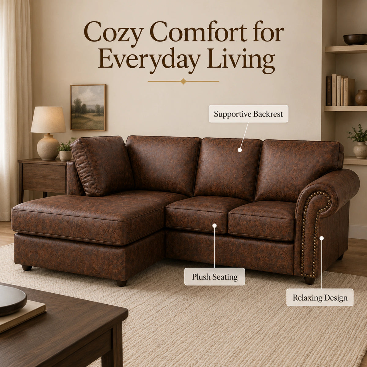 Chocolate Brown 4 Seater Left Hand facing