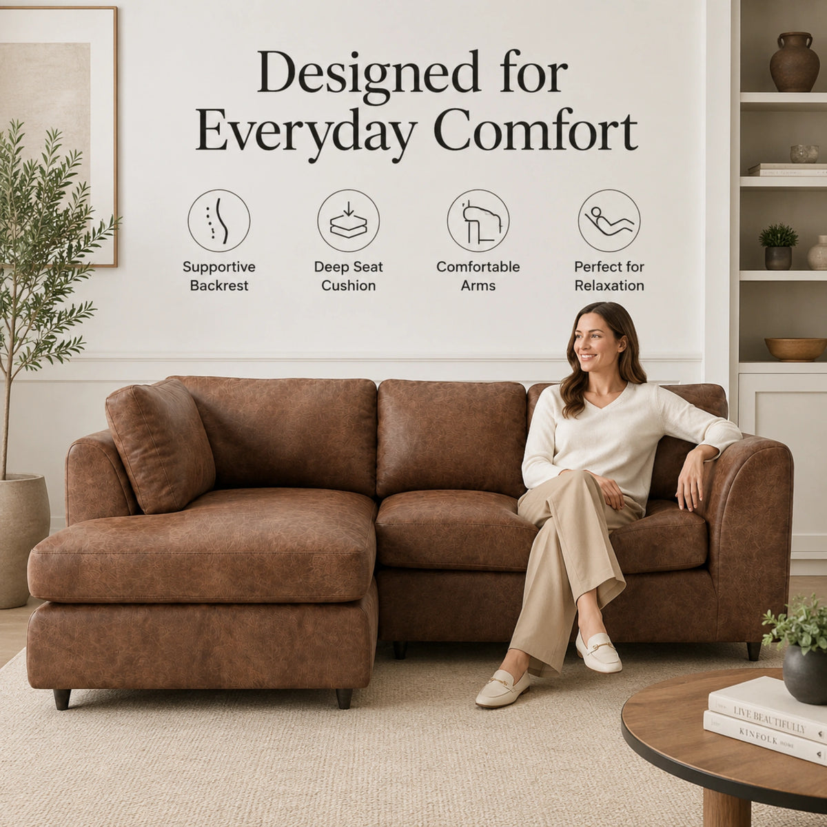 Chocolate Brown | 4 Seater | Left Hand Facing