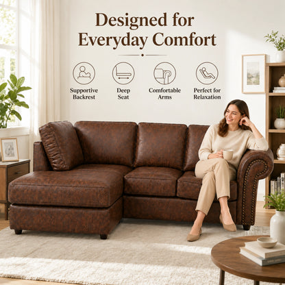 Chocolate Brown 4 Seater Left Hand facing