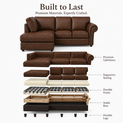 Chocolate Brown 4 Seater Left Hand facing