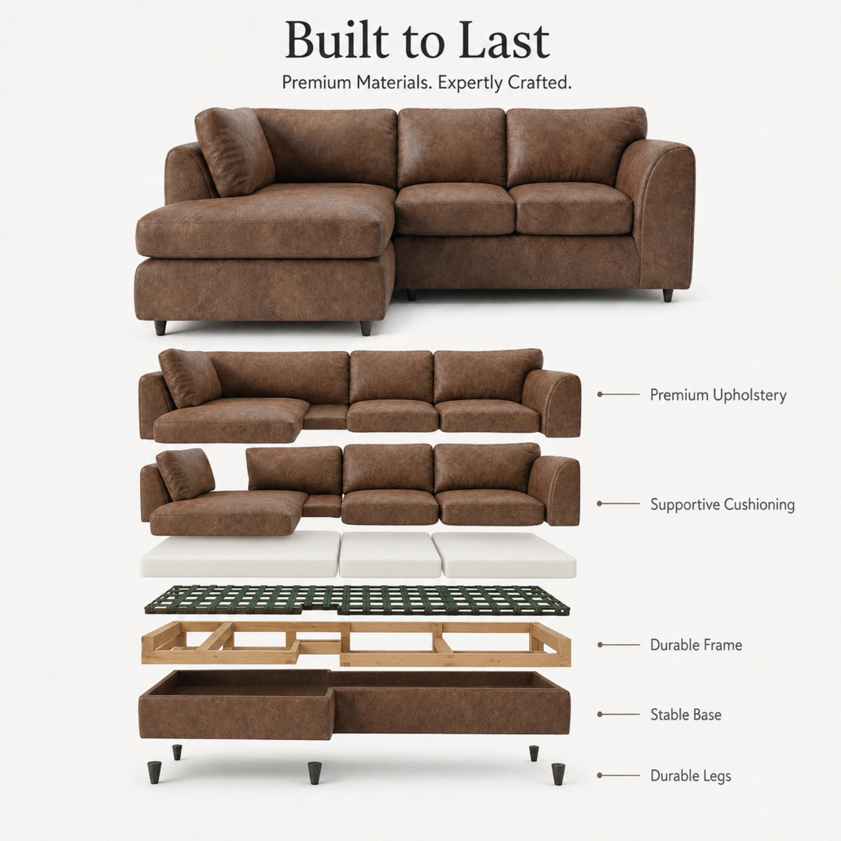 Chocolate Brown | 4 Seater | Left Hand Facing