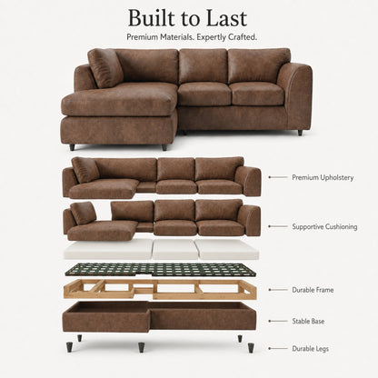 Chocolate Brown | 4 Seater | Left Hand Facing