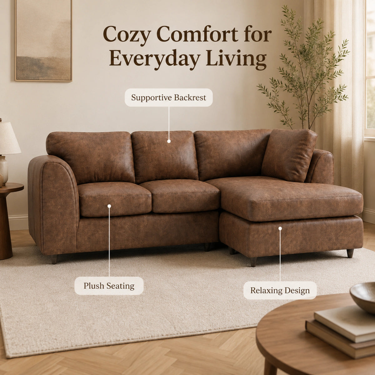 Chocolate Brown | 4 Seater | Right Hand Facing