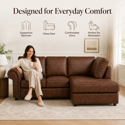 Chocolate Brown 4 Seater Right Hand facing