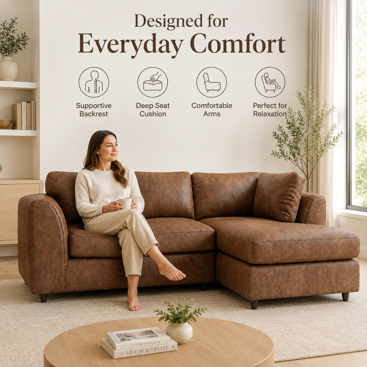 Chocolate Brown | 4 Seater | Right Hand Facing
