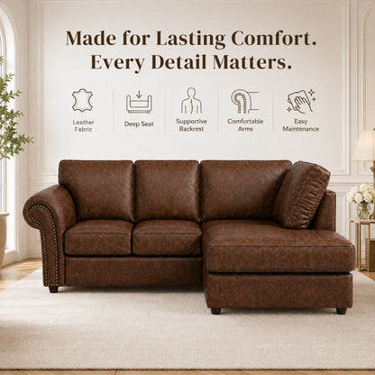 Chocolate Brown 4 Seater Right Hand facing
