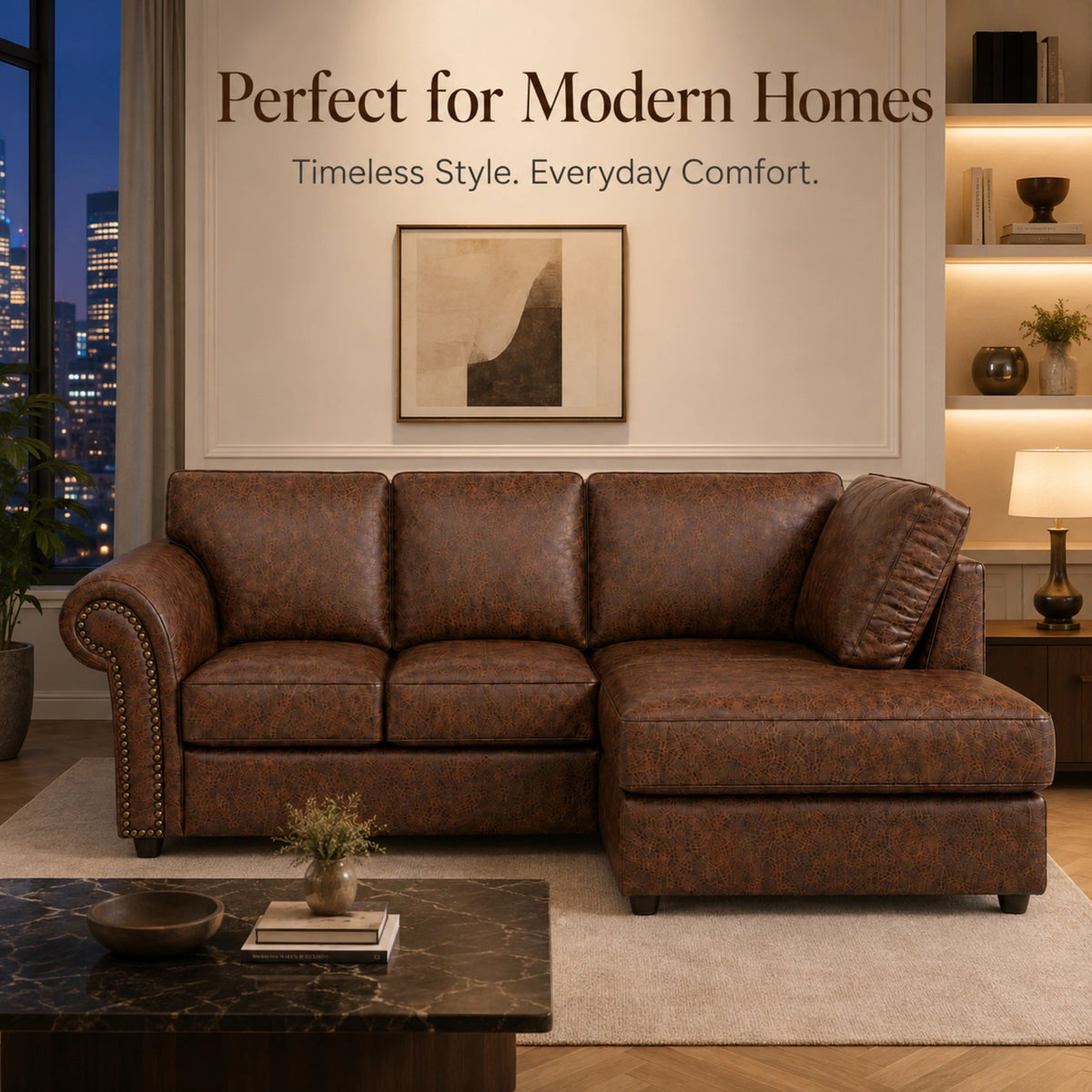 Chocolate Brown 4 Seater Right Hand facing